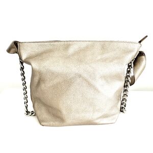 Bliss Gold-Tone Pebbled Vegan Leather Shoulder Bag with Chain